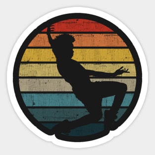 Dancer Silhouette On A Distressed Retro Sunset product Sticker